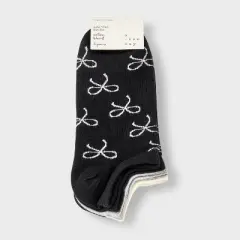 Women's Bows & Polka Dots 3pk Low Cut Socks - A New Day&trade; Black/Ivory/Red 4-10