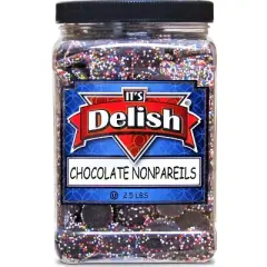 Rainbow Nonpareils Dark Chocolate Discs by It's Delish, 2.5 Lbs Jumbo Container