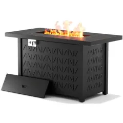 Evita 43" Propane Fire Pit Table, 50,000 BTU with Lava rock and Rain Cover Suitable for Outside Patio Deck and Garden