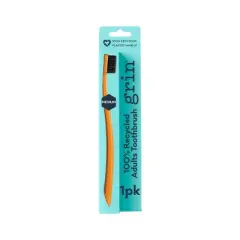 Grin Charcoal-Infused 100% Recycled Toothbrush for Sensitive Teeth and Gums - Orange - Medium
