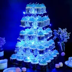 Vdomus 5-Tier Acrylic Cupcake Stand with LED String Lights