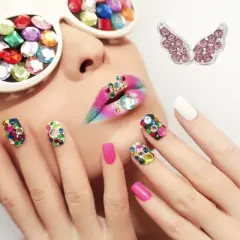 Unique Bargains Plum Blossom Box Rhinestone Nail Supplies Pink 1 Set