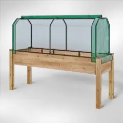 CedarCraft Elevated Cedar Planter: Outdoor Garden Bed with Greenhouse & Bug Cover, 23"x72"x30", Rectangular