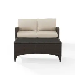 Kiawah 2pc Wicker Patio Seating Set - Sand - Crosley