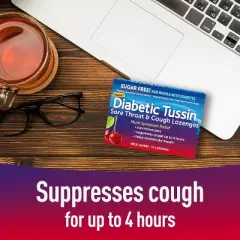 Diabetic Tussin Sore Throat & Cough Lozenges Wild Cherry, 15 Ct