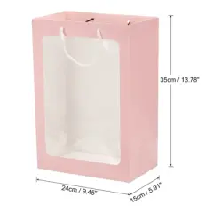 Unique Bargains Paper Gift Bag with Window Bouquet Bag 3 Pcs