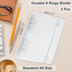 Unique Bargains PP Waterproof Frosted 6 Ring Round Binder Cover for Meeting Folder 2 Pcs