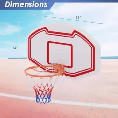Costway Large Wall Mounted Basketball Hoop with 36" x 24" Shatter-proof Backboard or Kids