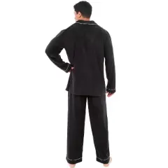 Men's Soft Plush Fleece Pajama Lounge Set, Warm Long Sleeve Shirt and Pants, PJ