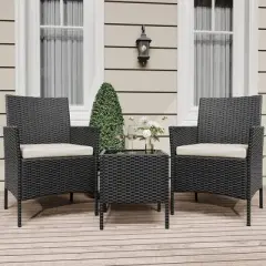 Whizmax 3-Piece Patio Furniture Set - Wicker Conversation Set with Cushions & Glass Coffee Table, Outdoor Rattan Sofa for Garden, Poolside, Balcony