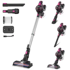 Gift for Valentine's Day INSE N5T Cordless Vacuum Cleaner, Lightweight Powerful Suction Cordless Stick Vacuum  Red