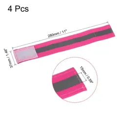 Unique Bargains Reflective Bands for Arm Wrist Ankle Leg 14x1.5 Inch Strip Wide Green 4 Pack