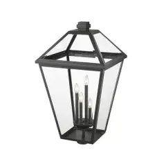 Talbot Outdoor Pendant Light - Black Iron, 4 Bulbs, Dimmable, Wet Rated, 19.5" x 34.25"