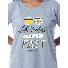 Gilmore Girls Womens' Coffee Life's Short Nightgown Sleep Pajama Shirt Grey