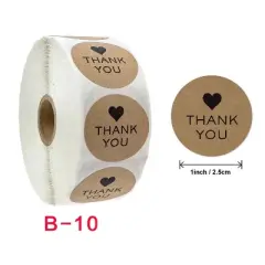 Kraft Paper Roll Stickers &ndash; Thank YouEnvelope Decoration Labels (2.5cm / 1 Inch)