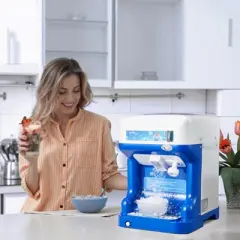 VEVOR Commercial Ice Shaver Crusher, 286lbs Per Hour Electric Snow Cone Maker with 2L Ice Cube Box, 250W 1500RPM Tabletop Shaved Ice Machine, Blue