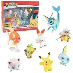 Pokemon Battle Ready! Battle Figure Set, 8 Pieces - with 2 & 3 inch Figures Pikachu, Scorebunny, Grookey, Sobble, Jigglypuff, Cubone