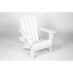 TiramisuBest Folding Chair with Side Table, 3-Piece Adirondack Chair Set, White (2 Chairs and 1 Table)