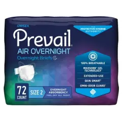 Prevail Air Overnight Adult Incontinence Brief Size 2 / Large Heavy Absorbency Overnight, NGX-013, Overnight, 72 Ct