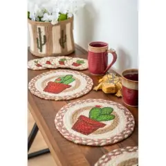 Earth Rugs Cactus Jute Trivet &ndash; Hand-Stenciled Round Hot Pad by Suzanne Pienta