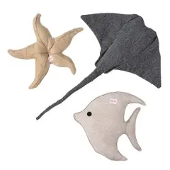 THE LICKER STORE Cancun Coastal Reef Fish Chenille Squeaky Stuffed Dog Toy Set (3-Pack)