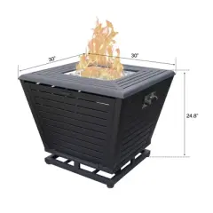 Garvee Propane Fire Pit Table, 30" 50000 BTU Gas Firepit with Lid Waterproof Cover, 2 in 1 Square Firepit Table Coffee Table for Garden Deck Backyard