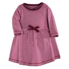Touched by Nature Baby and Toddler Girl Organic Cotton Long-Sleeve Dresses 2pk, Blush Blossom