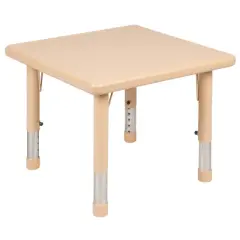 Emma and Oliver 24" Square Plastic Height Adjustable Activity Table Set with 2 Chairs