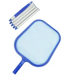 Pool Central Swimming Pool Leaf Skimmer Head with 5-Piece Fixed Pole 61.5" - Silver/Blue