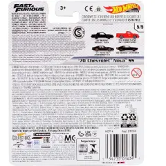 1970 Chevrolet Nova SS Silver Metallic with Black Stripes "Fast & Furious" Series Diecast Model Car by Hot Wheels