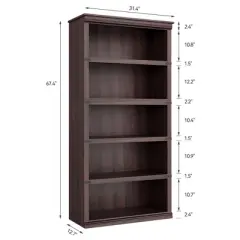 5 Tier Bookcase, Farmhouse Book Shelf with Storage Open Display Bookshelves, 71" Tall Book Case