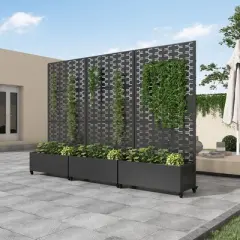 Wrought Iron Black Planter Box with Climbing Rack (Brick )