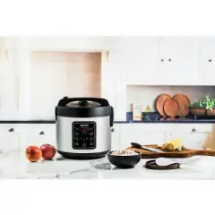 Aroma 20 Cup Digital Multicooker & Rice Cooker - Stainless Steel: 5 Settings, Automatic Keep Warm, Nonstick, 700W