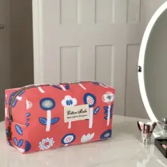 Unique Bargains Women's Durable Printed Makeup Bag Red 1 Pc