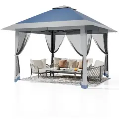 13x13 FT Gazebo Outdoor Canopy Tent, Outdoor Patio Gazebo, with Mosquito Netting, 4 Sandbags & Wheeled Bag, for Backyard