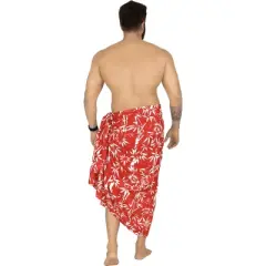 LA LEELA Men's Sarong Bath Swim Pareo Beach Wraps One Size Berry Leaves