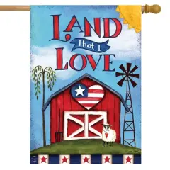 Land That I Love Patriotic House Flag Summer Barn 28" x 40" Briarwood Lane