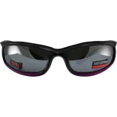 Global Vision Shadow Motorcycle Glasses with Black Padded  Frame and Silver Lenses