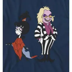 Beetlejuice Animated Series Lydia & Beetlejuice Crew Neck Short Sleeve Navy Blue Boy's T-shirt