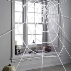 10' Black Light Responsive Giant Spiderweb White Halloween Decorative Prop - Hyde and EEK! Boutique&trade;: Indoor/Outdoor Use