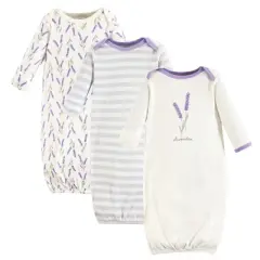 Touched by Nature Infant Girl Organic Cotton Gowns, Lavender, Preemie/Newborn
