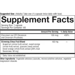 Youtheory Slimming Citrus Fruit - Vegan Health Supplement with Chromium - Supports Overall Wellness* - Dairy, Soy & Gluten Free - 60 Vege Capsules