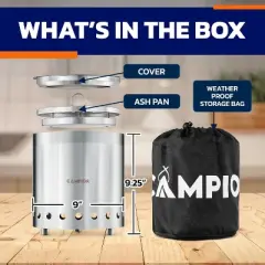 New Stainless Steel Firewood Stove 22 cm Diameter Wood-burning Smokeless Fire Pit Stove