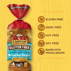 Canyon Bakehouse Brioche Gluten Free Hamburger Buns - 13.5oz