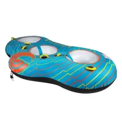 CWB Connelly 98 x 108 Inch Wing Three Heavy Duty 3 Person Nylon Delta Shaped Inflatable Pull Behind Towable Boat Inner Tube with Quick Connect Towing