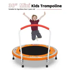 NAYSAYE Trampoline 36 Inch for Kids Ages 1 to 6 Indoor Outdoor Trampoline with Handle for Fun and Fitness, Orange, 36.00"*36.00"*30.30"