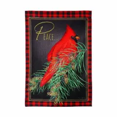 Evergreen Cardinal Peace Burlap Garden Flag 12 x 18 Inches Indoor Outdoor Decor