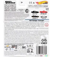 1968 Dodge Charger R/T Matt Black with Gold Tail Stripe "Fast & Furious" Series Diecast Model Car by Hot Wheels