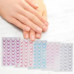 Unique Bargains Self-Adhesive Nail Art Stickers Gray Pink 5 Pcs