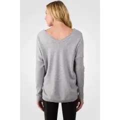 J CASHMERE Women's 100% Cashmere Slouchy Dolman Sleeve Double V Neck Sweater